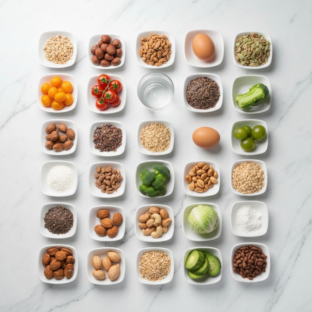 Natural food layout showing nutritious ingredients